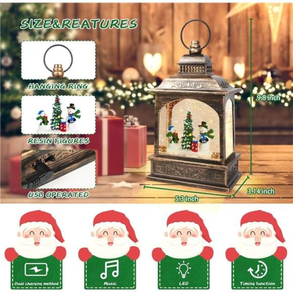 Amazon.com: Christmas Snowman Snow Globe, Snowman Musical  Christmas Snow Globe, Snowman Musical Lantern with 6 Hour Timer